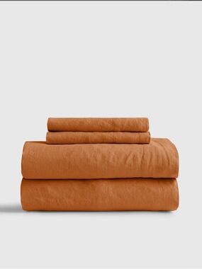 NWOT QUINCE European Linen Sheet Set King Terracotta 4 Piece
